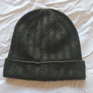 JCrew Olive Green Ribbed Cashmere Beanie Hat
